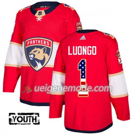 Kinder Eishockey Florida Panthers Trikot Roberto Luongo 1 Adidas 2017-2018 Rot USA Flag Fashion Authentic